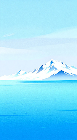 冰雪山峰海洋风景画