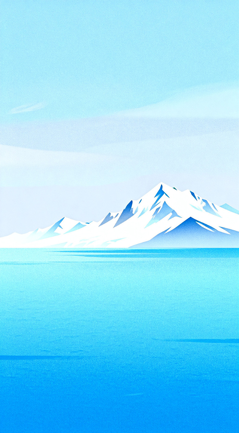 冰雪山峰海洋风景画