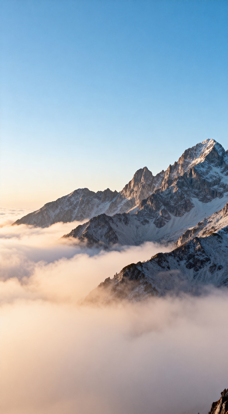 雪山晨曦云雾景观