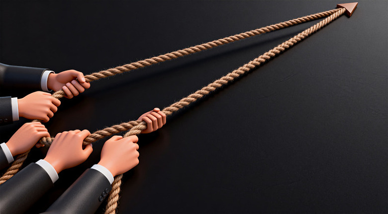 卡通拔河比赛插画