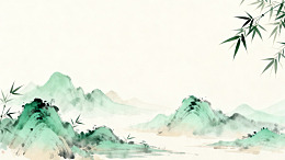 水墨山水画风格竹景装饰画