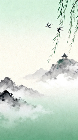 水墨山水画风景图