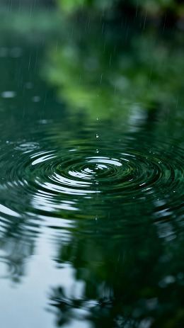雨中涟漪绿意浓