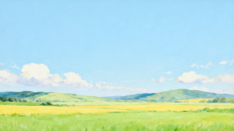 水彩田园风光装饰画