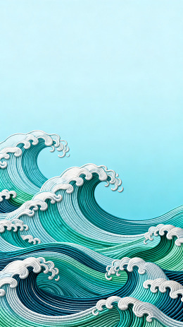 海浪插画艺术壁纸
