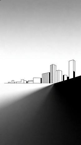 简约城市剪影黑白插画