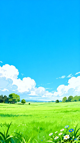田园风光动漫场景插画
