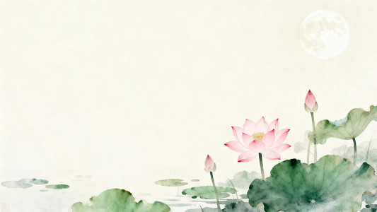 水墨荷花淡雅意境画