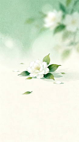 水墨画茉莉花艺术插画