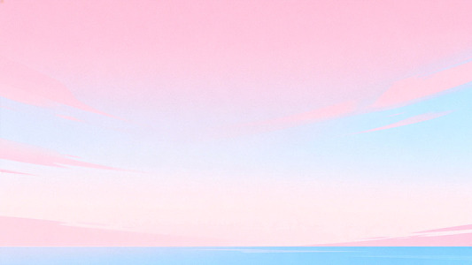 梦幻粉蓝天空海景图