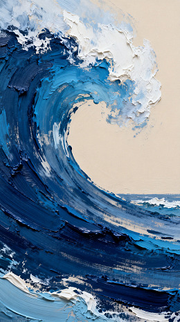 油画海浪艺术画作