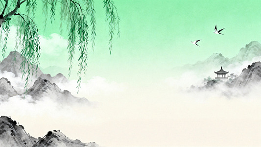 水墨山水画古风风景画