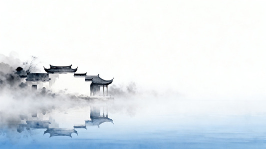 水墨古风建筑意境图