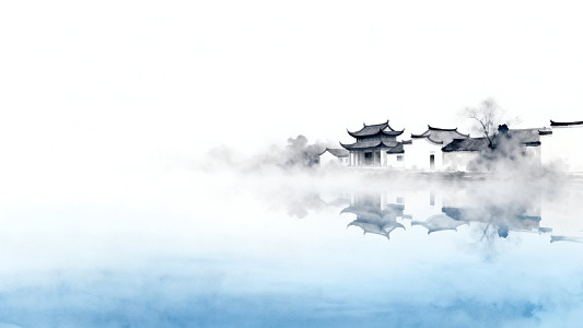 水墨古风建筑意境图