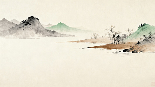 水墨山水画自然风光绘画作品