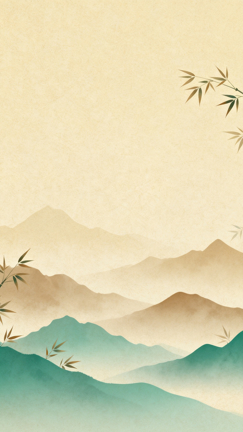 水墨山水画古风竹子山脉