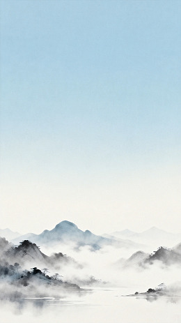 水墨山水画云雾缭绕