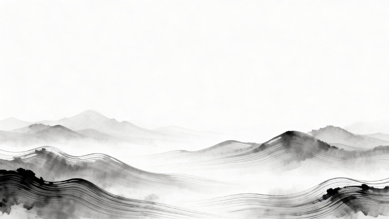 水墨山水画远山意境