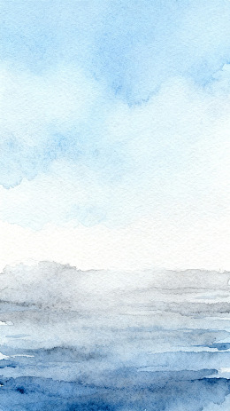 水彩海洋风景画