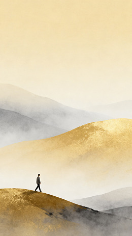 山水行旅水彩画