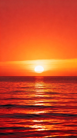 夕阳海平面壮丽景象