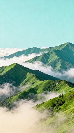 青山云雾风景画
