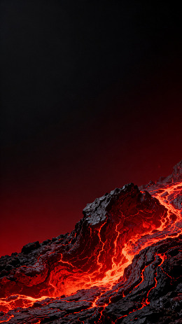 火山喷发炽热熔岩流动壮观景象