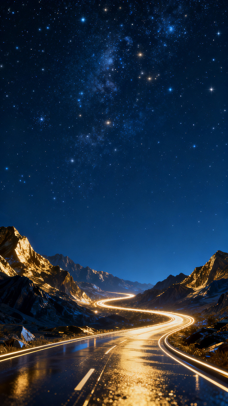 星空公路山景夜景