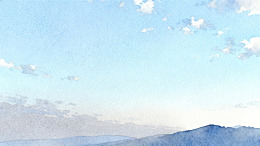 水彩山水画天空云朵背景