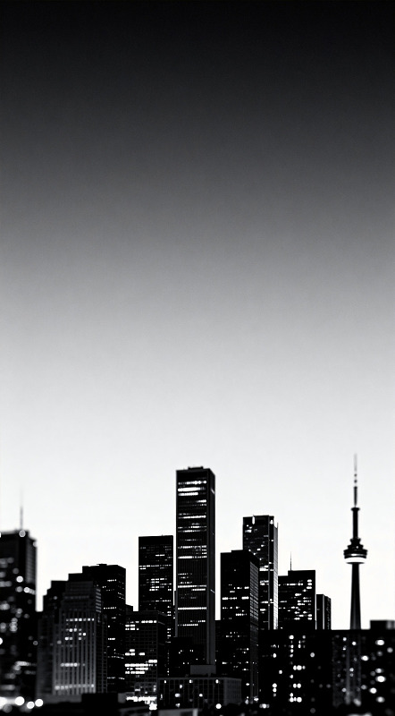 黑白都市天际线剪影