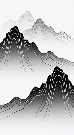 抽象山水线条艺术装饰画