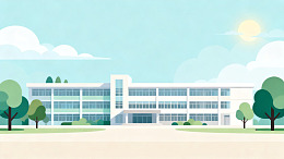 校园建筑卡通插画