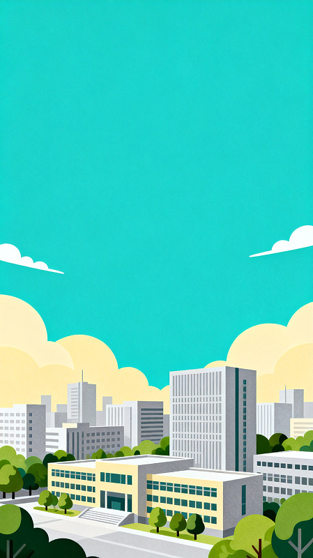 城市景观插画平面设计图