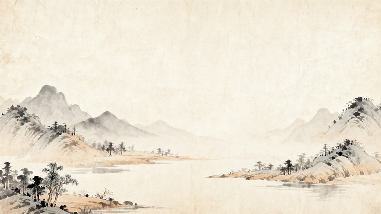 古风水墨山水画背景