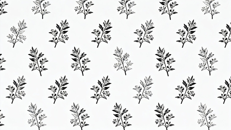 黑白植物图案壁纸设计素材