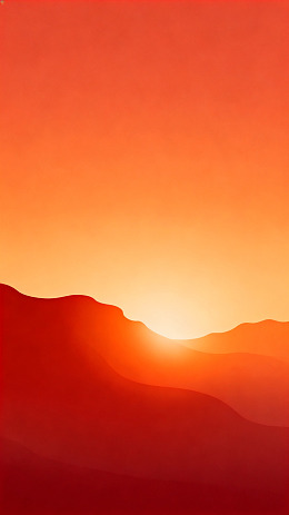 夕阳红山峦美景