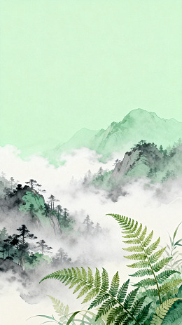 水墨山水云雾风景画