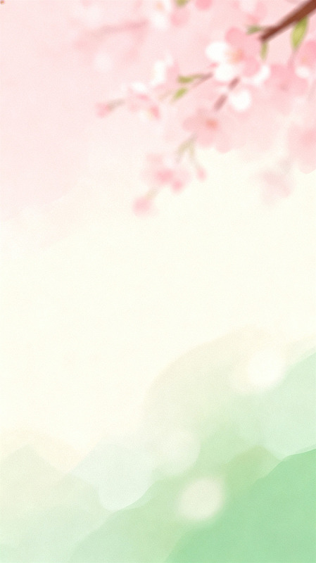 樱花绽放春日美景插画
