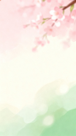 樱花绽放春日美景插画
