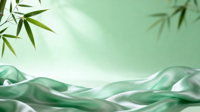 绿色丝绸竹子背景