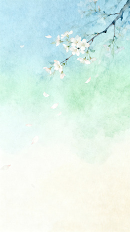 水彩樱花飘落