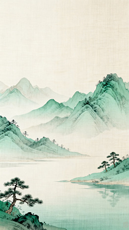 水墨山水画青山绿水
