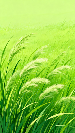 油画风绿草插画背景素材