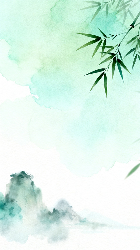 水墨山水竹子背景图