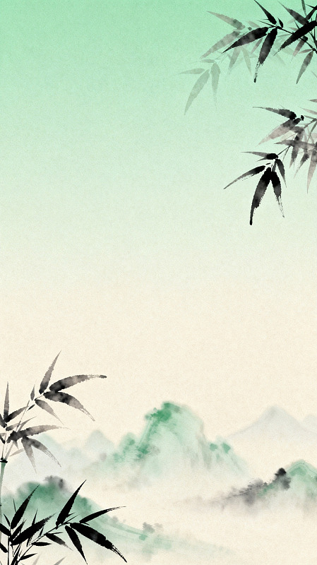 水墨竹子山水画意境图