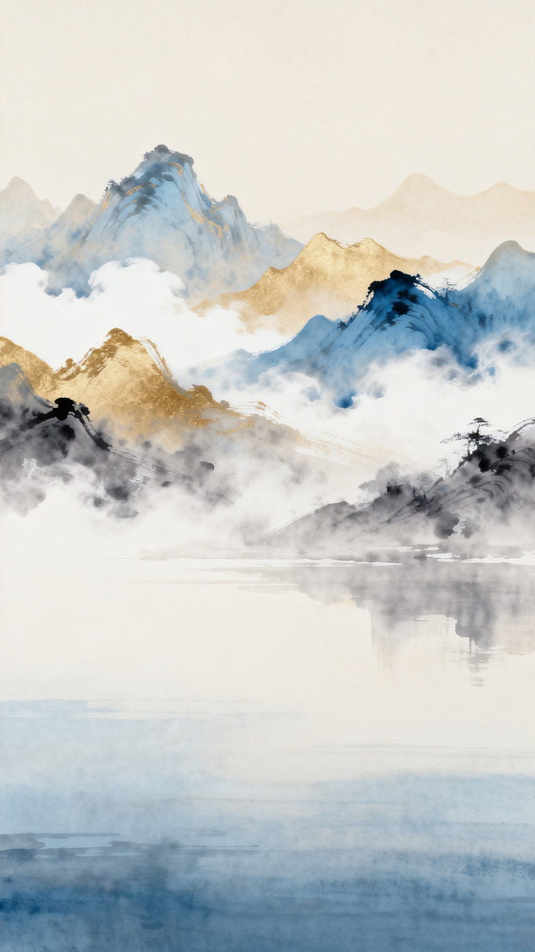 水墨山水画风景艺术壁纸