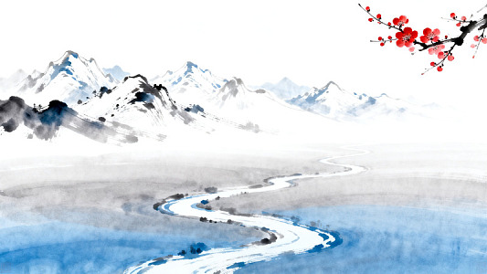 水墨山水梅花风景国画