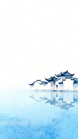 水墨古风建筑山水画
