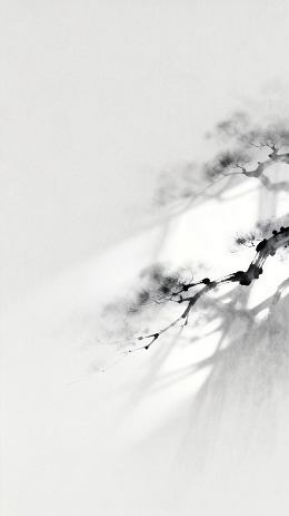 水墨松树中国画风格画稿