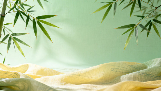 竹叶布料静谧意境背景